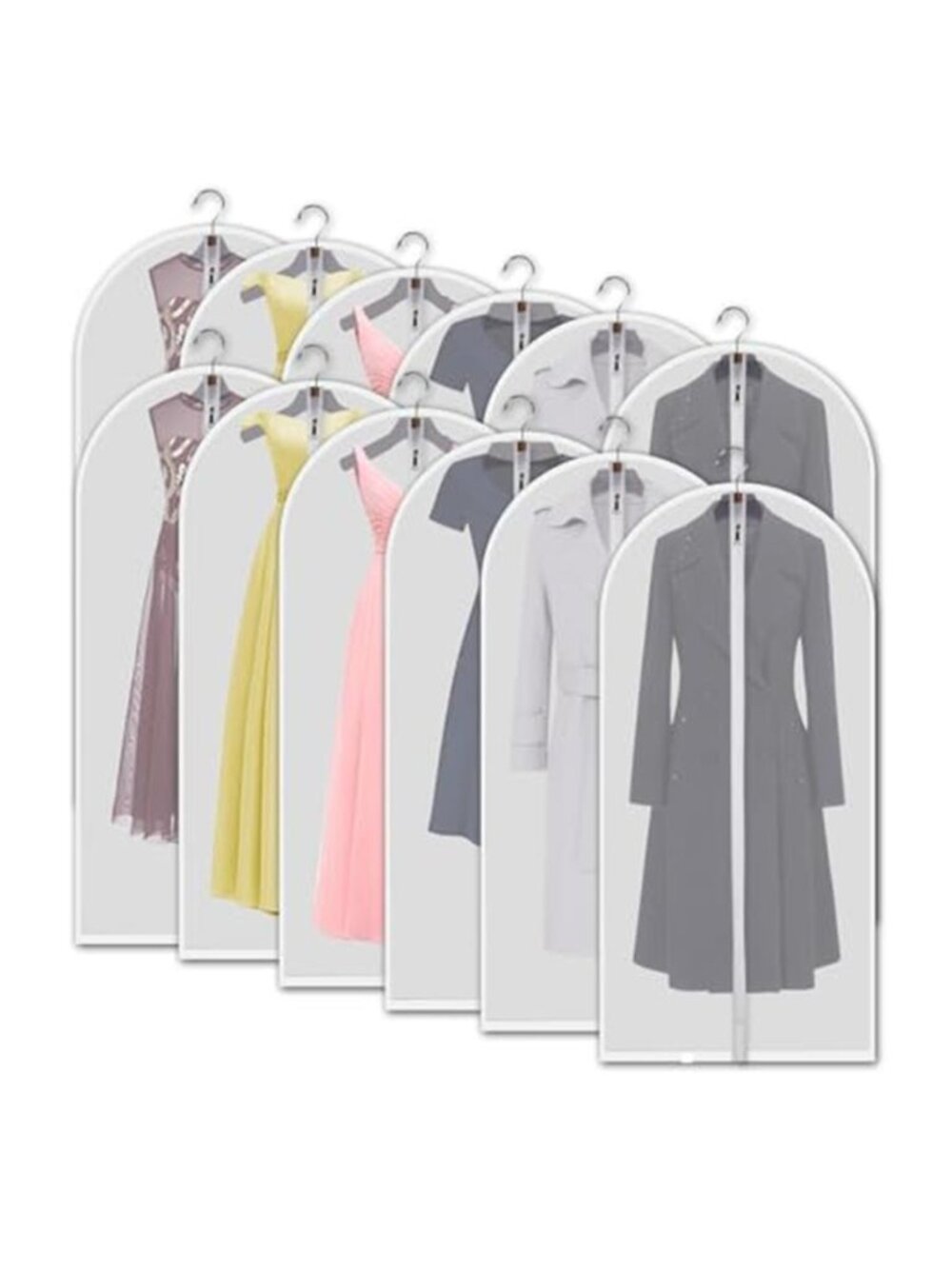 Garment Bags 12 Pack 60 Inch Clear Hanging Dress Suit Gown Storage Cover PEVA